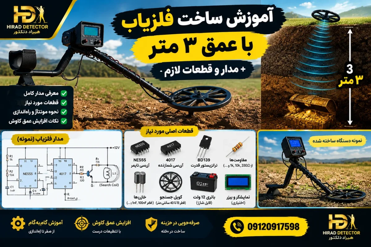 آموزش ساخت فلزیاب با عمق ۳ متر + مدار و قطعات لازم
