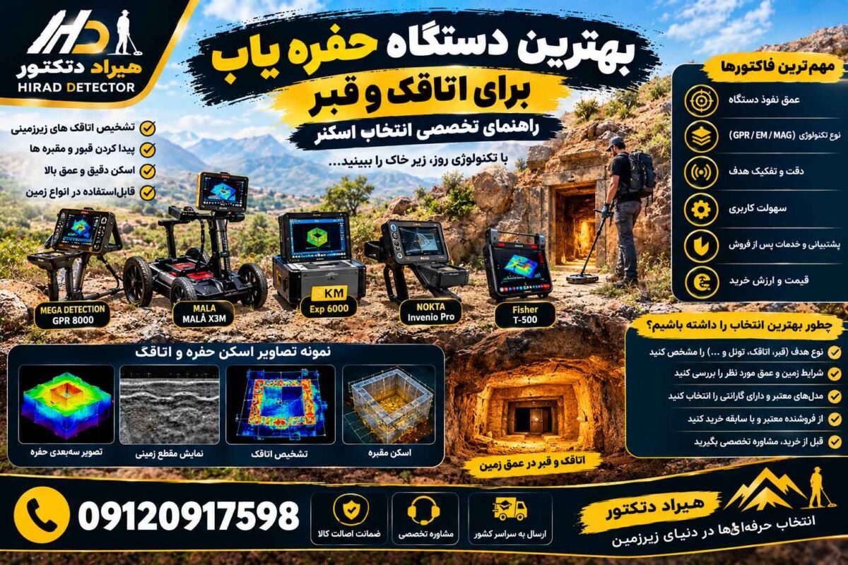 بهترین دستگاه حفره یاب برای اتاقک و قبر؛ راهنمای تخصصی انتخاب اسکنر