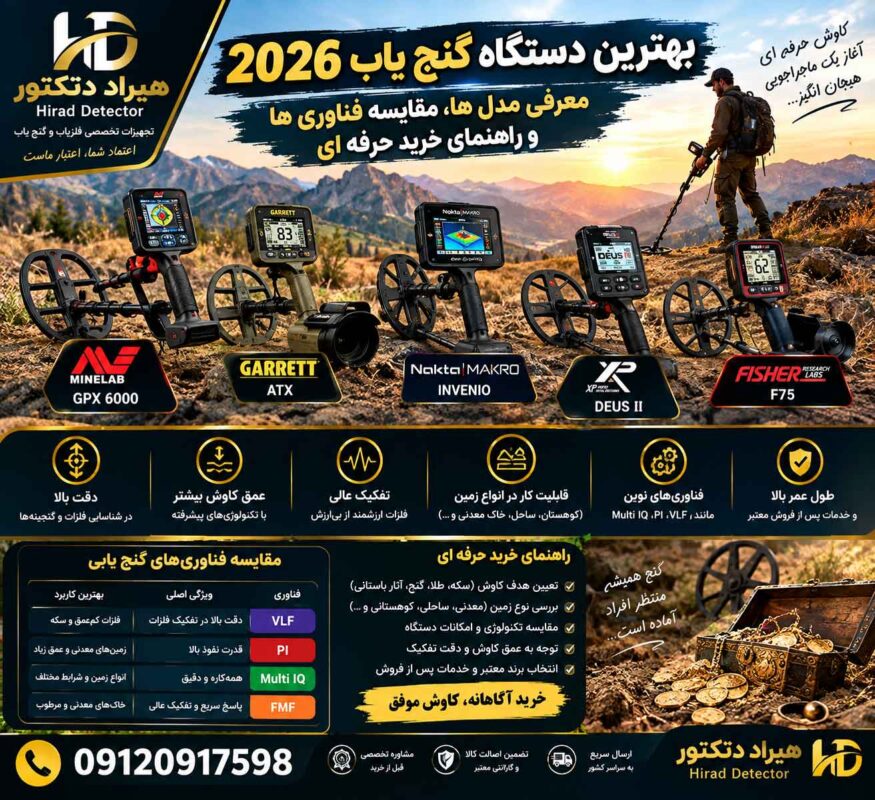 بهترین دستگاه گنج یاب 2026؛ معرفی مدل ها، مقایسه فناوری ها و راهنمای خرید حرفه ای